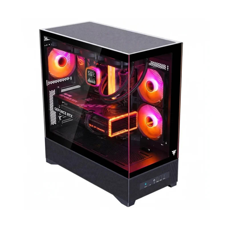 PC gaming flashrig nuovo con case in vetro e ventole RGB