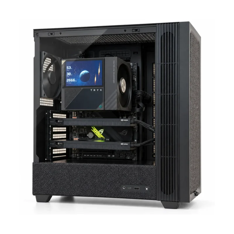 Workstation AI Ricondizionata con 2 NVIDIA RTX 4000 Ada 20GB, dissipatore TRYX con display e case TRYX in tessuto